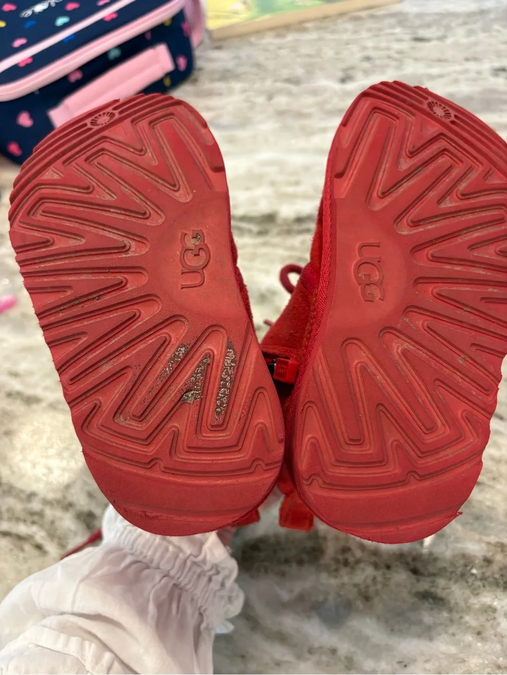 UGG Kids Red Elmo Suede Lace-Up Boots